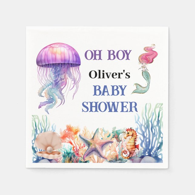 Oh Junge unter der Quallendusche Serviette (Vorderseite)