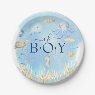 Oh Junge unter der Sea Baby Dusche 7" Platte Pappteller