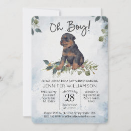 Oh Junge! Wasserfarbe Welpe Dog Babydusche Einladung