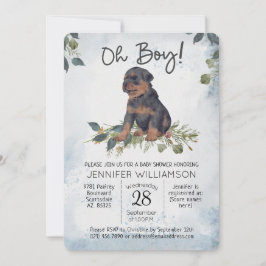 Oh Junge! Wasserfarbe Welpe Dog Babydusche Einladung