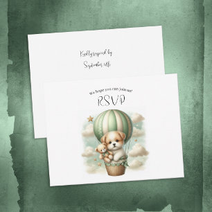 Oh Junge Welpe Heißluftballon-Abenteuer-Baby-Party RSVP Karte