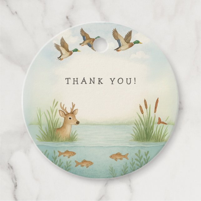 Oh Junge! Woodland Babydusche Geschenkanhänger (Vorderseite)