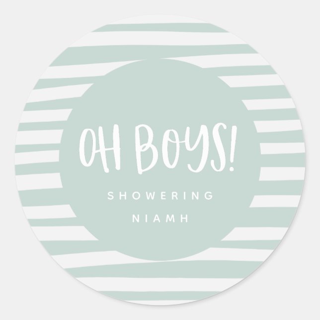 Oh Jungs, Doppel-Baby-Dusche Party Runder Aufkleber (Vorderseite)