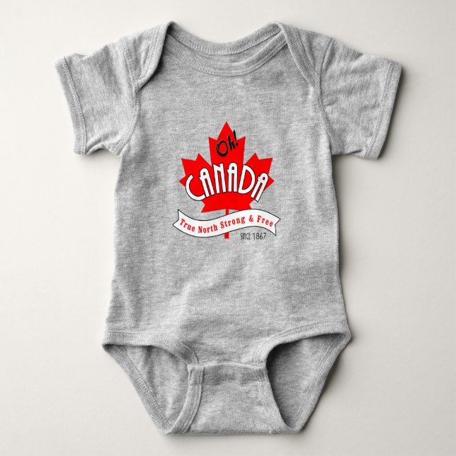 Oh Kanada! Rechtweisend Nord stark und frei Baby Strampler (Vorderseite)