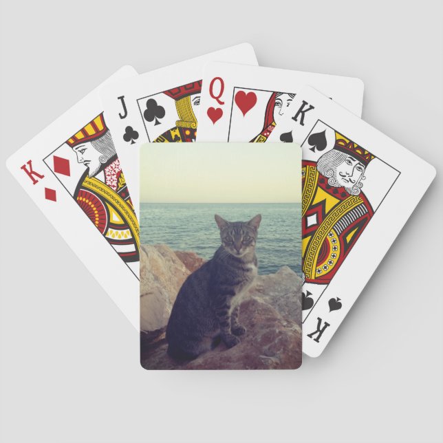 Oh Katze und Sonnenuntergang Spielkarten (Rückseite)