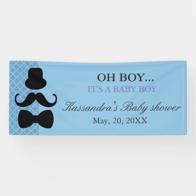 OH! Kleine Mann-Schnurrbart-Baby-Duschen-Fahne Banner (Horizontal)