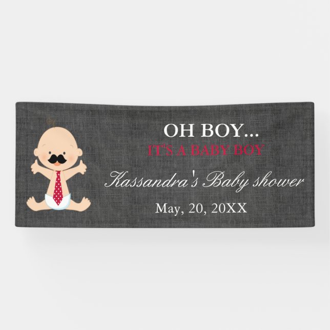 OH! Kleine Mann-Schnurrbart-Baby-Duschen-Fahne Banner (Horizontal)