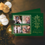 Oh, komm Lass uns Adore Ihm 4 Foto Weihnachten Folien Feiertagskarte<br><div class="desc">Schöne und schlicht elegante "Oh Come Lass Us Adore Him" vier Fotos Familie grüßen mit echter Folientext und Akzenten. Personalisieren Sie einfach Ihre Fotos, eine einzigartige Nachricht oder verwenden Sie die "Wünschen Sie Ihnen ein gesegnetes Weihnachten", die wir zur Verfügung gestellt, fügen Sie Ihren Familiennamen und das Jahr. Design by...</div>