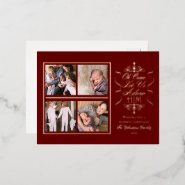 Oh, komm Lass uns Adore Ihm 4 Foto Weihnachten Folien Feiertagspostkarte