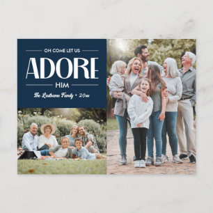 Oh Komm Lass uns Adore Ihm NAVY Christlich 2 Foto Feiertagspostkarte