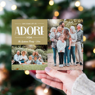 Oh Komm Lass uns Adore Ihm TAN Christlich 2 Foto Feiertagskarte