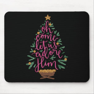 Oh kommen Lass uns Adore Ihm Jesus Weihnachten Chr Mousepad
