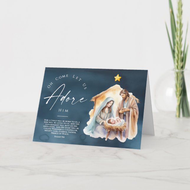 Oh, kommen Sie Lass uns Adore Ihm Weihnachts druck Karte (Vorderseite)