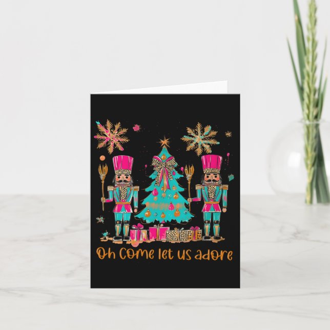 Oh, kommen Sie Lass uns Adore Ihm Weihnachtsnachts Karte (Vorderseite)