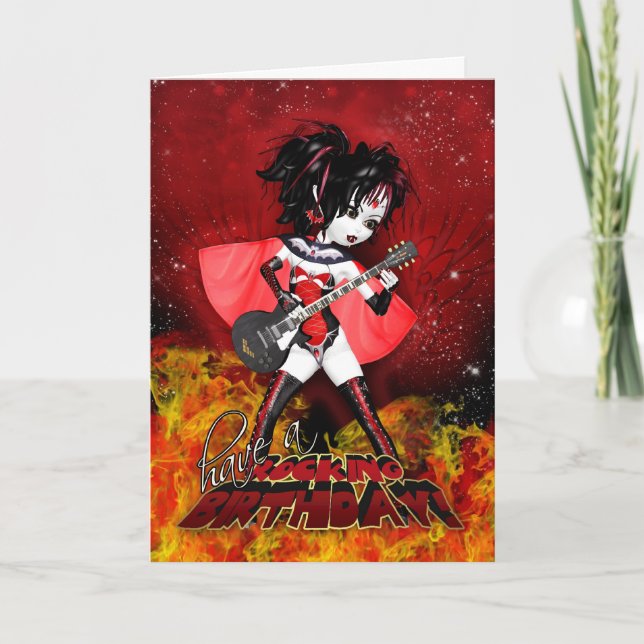 Oh La Birthday Card - Rocking Birthday Vampire Karte (Vorderseite)