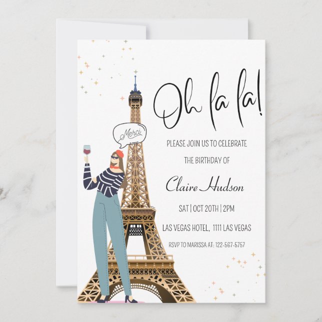 Oh La Chic Paris Themed Party Einladung (Vorderseite)