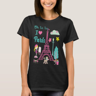 Oh la I Liebe Paris Eiffel Turm Französisch Tradit T-Shirt