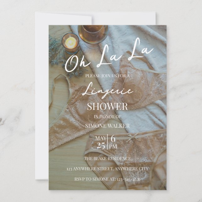 Oh La La Boho Lingerie Invitation à la douche nupt (Devant)