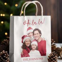 Oh La La Christmas Custom Gift Bag Family Photo