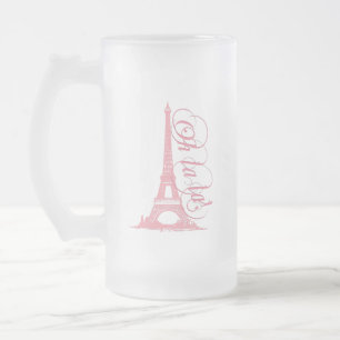 Oh La La - Eiffel Tower Paris Frankreich Mattglas Bierglas