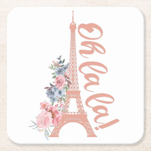 Oh La La - Eiffel Tower Paris Frankreich Rechteckiger Pappuntersetzer