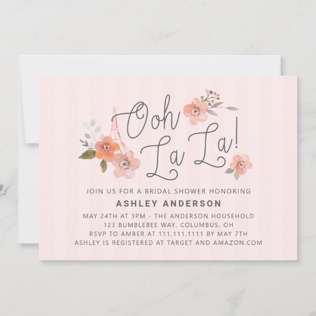 Oh La La Française Invitation De Douche Mariale (Devant)