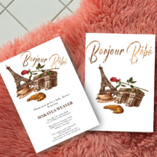 Oh La La! Invitation de Baby Shower en or à Paris