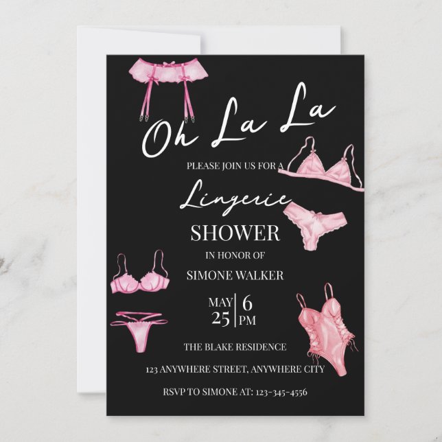 Oh La La Lingerie Invitation à la douche nuptiale (Devant)