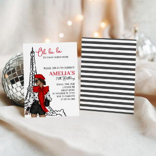 Oh la la Paris Invitation d'anniversaire rouge