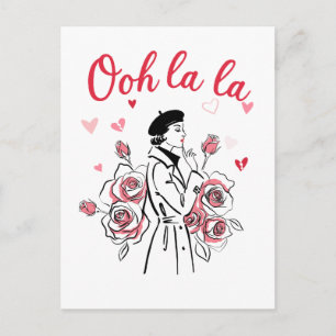 Oh La La Paris Mädchen – Romantische französische  Postkarte