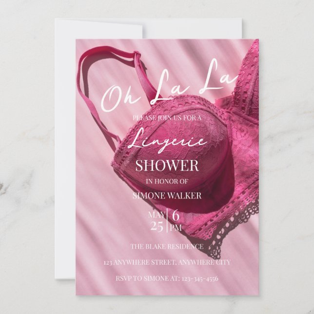 Oh La Pink Lingerie Bridal Dusche Einladung (Vorderseite)