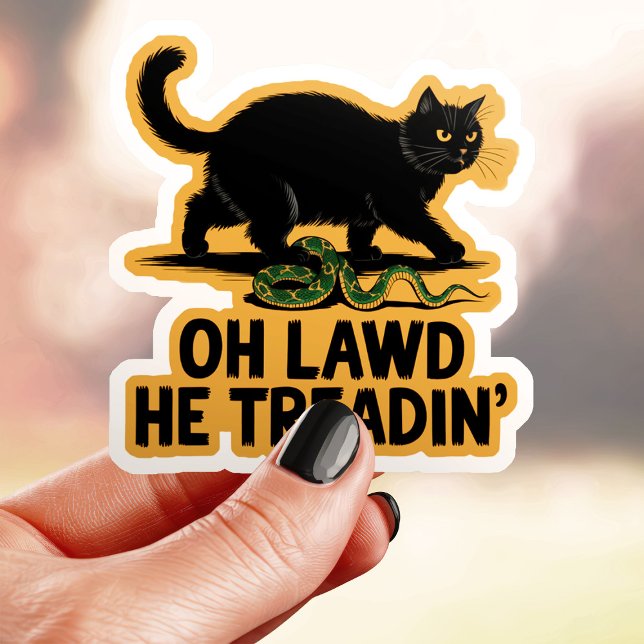 Oh Lawd He Treadin' Funny Cat Vinyl Aufkleber (Von Creator hochgeladen)