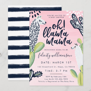 Oh Llama Mama Baby Girl Shower Einladung