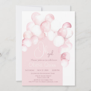Oh Mädchen rosa Ballons Bogen Babyparty Einladung