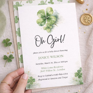 Oh Mädchen St. Patrick's Day Babyparty Grün Einladung