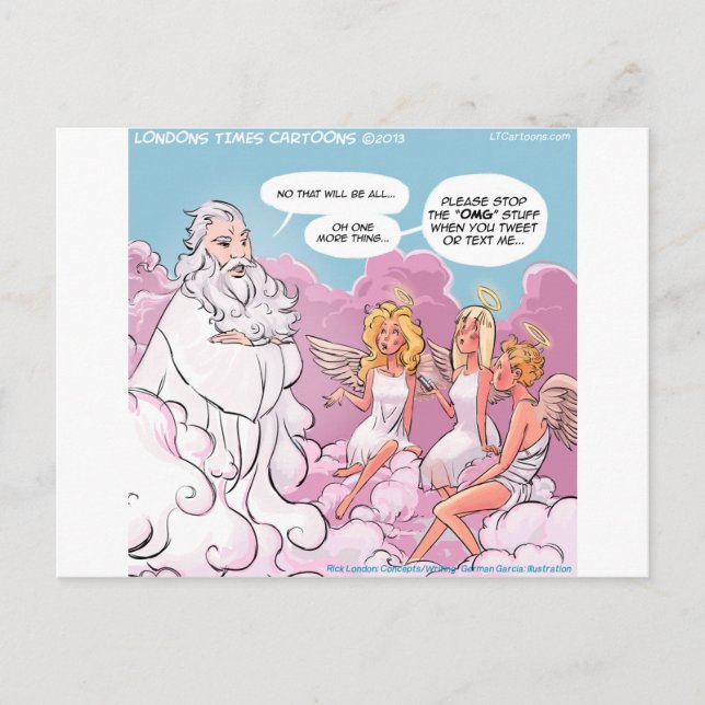 Oh mein Gott (OMG) Engel Text Funny Postkarte (Vorderseite)