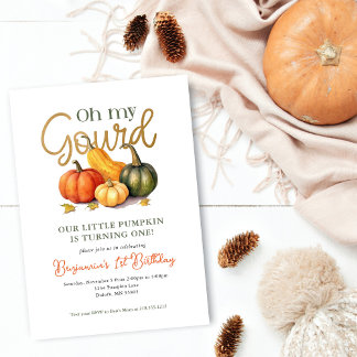 Oh mein Gourd Little Pumpkin 1. Geburtstag Einladung