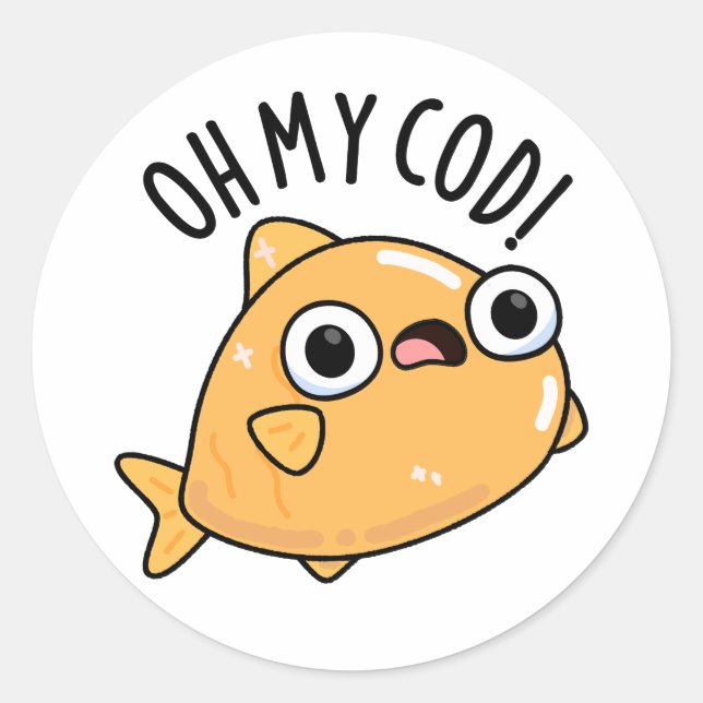 Oh mein Kabeljau Funny Fish Puff Runder Aufkleber (Vorderseite)
