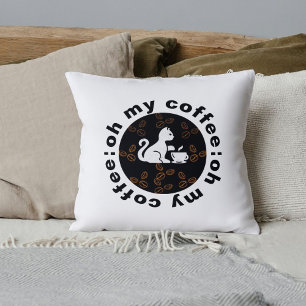 Oh mein Kaffee Funny Cool Niedliche Katze Weiße Ha Kissen