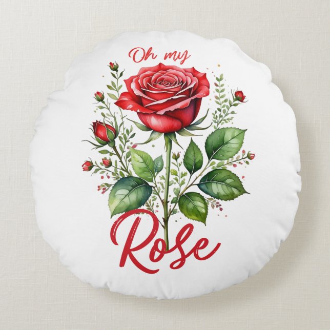 Oh meine Rose Rundes Kissen (Vorderseite)
