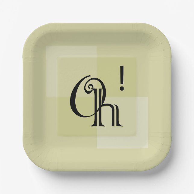 Oh! Moderner expressiver Typografie-Platz Pappteller (Vorderseite)