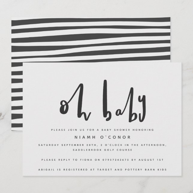 Oh mon bébé, baby shower invitation (Devant / Derrière)