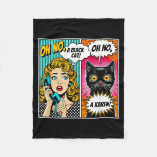 Oh Nein Eine Schwarze Katze Lustiger Comic Katzenl Fleecedecke