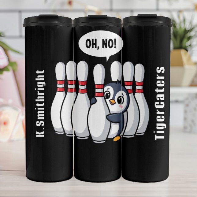 Oh No Pinguin Bowling Graphic Thermosbecher (Von Creator hochgeladen)