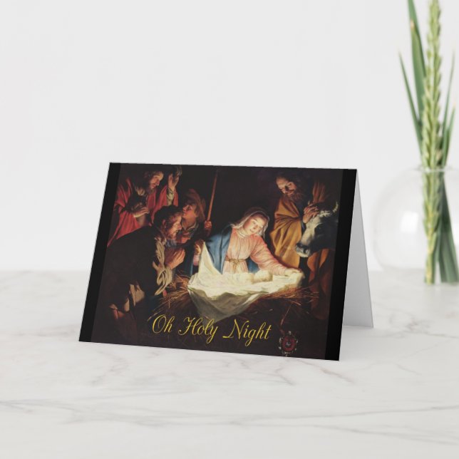 Oh nuit sainte, carte de Noël de Jésus de bébé (Devant)