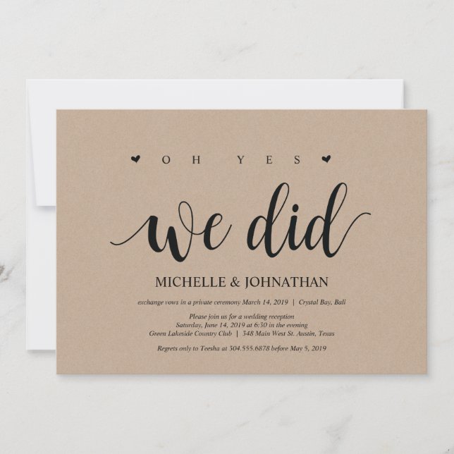 oh oui, nous l'avons fait, carte d'invitation de m (Devant)