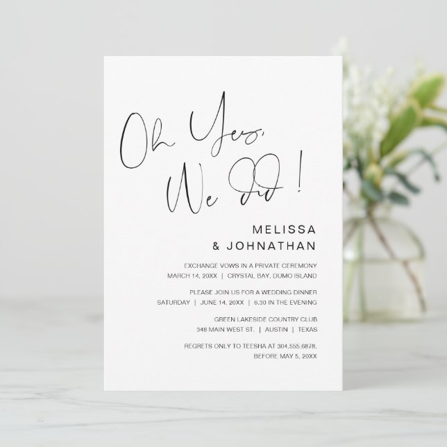 Oh oui, nous l'avons fait, Invitation de mariage e (Debout devant)