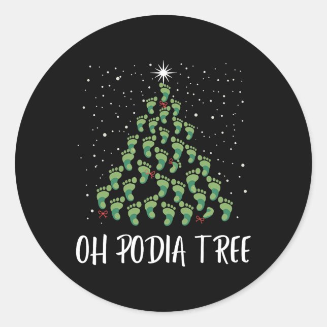 Oh Podiatree Funny Treot Foot Weihnachtsmannschaft Runder Aufkleber (Vorderseite)
