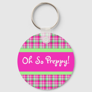 Oh, Preppy! PInk und Karierter grüner Schlüsselanh Schlüsselanhänger