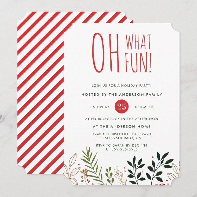 Oh Quel Amusant ! Invitation de fête de vacances b (Devant / Derrière)